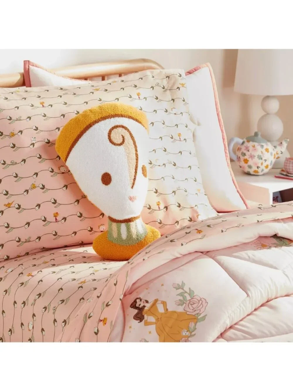 Pillowfort Disney Princess Belle Chip the Teacup Accent Decorative Bed Pillow
